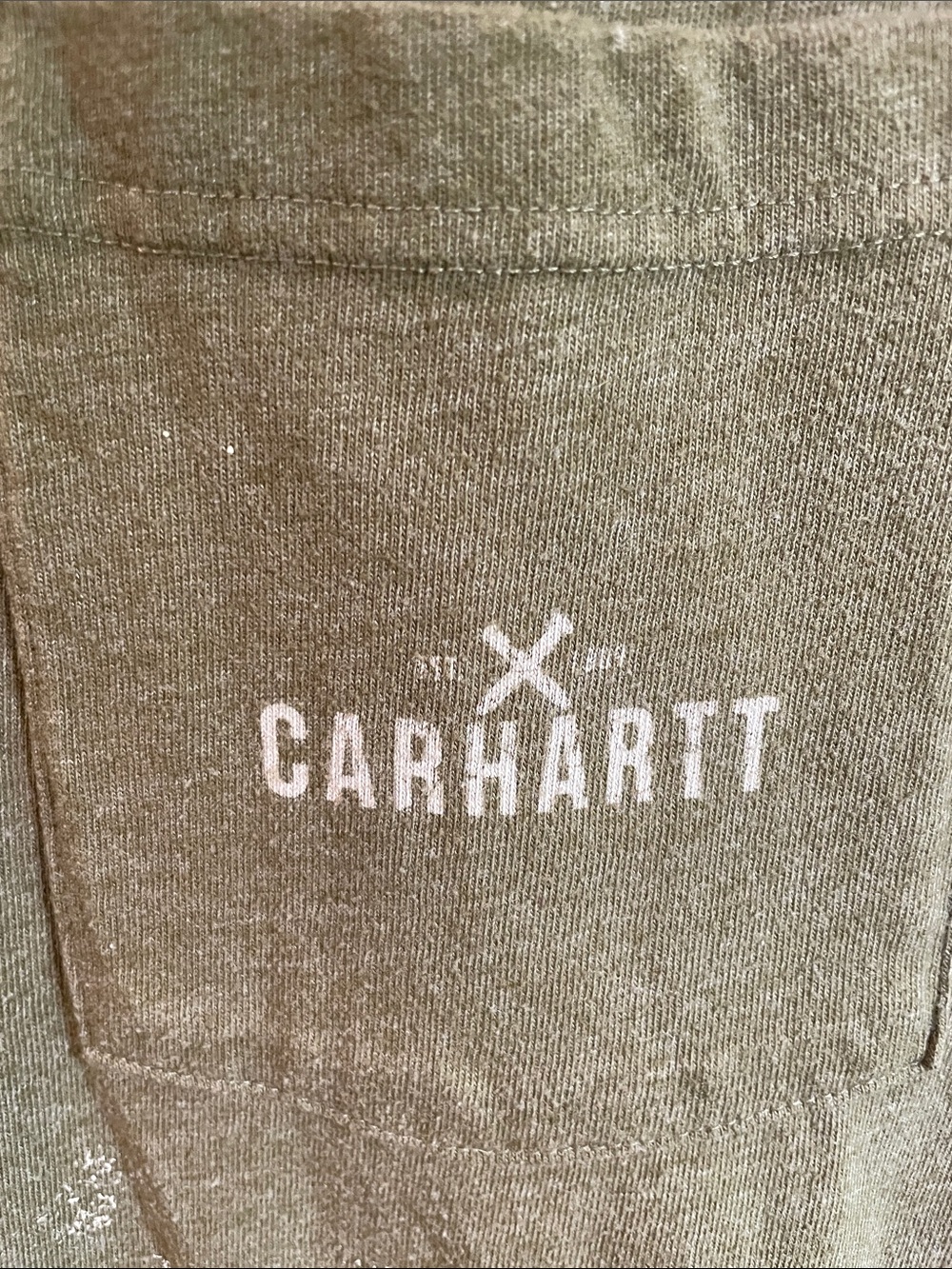 Carhartt Men's Olive Green Relaxed Fit Short-Sleeve Pocket Tee Size M Thrashed - Picture 3 of 15
